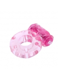 Розовое эрекционное кольцо с бабочкой на вибропуле - Baile - в Абакане купить с доставкой