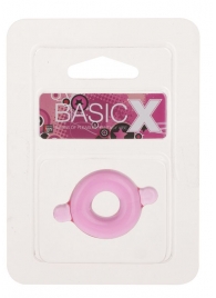 Розовое эрекционное кольцо с ушками для удобства надевания BASICX TPR COCKRING PINK - Dream Toys - в Абакане купить с доставкой
