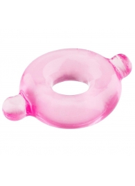 Розовое эрекционное кольцо с ушками для удобства надевания BASICX TPR COCKRING PINK - Dream Toys - в Абакане купить с доставкой