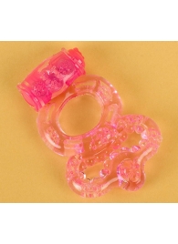 Розовое эрекционное кольцо с вибратором и подхватом - Toyfa Basic - в Абакане купить с доставкой