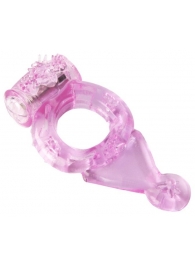 Розовое эрекционное виброкольцо с хвостом - Toyfa Basic - в Абакане купить с доставкой