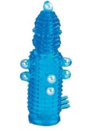 Голубая эластичная насадка на пенис с жемчужинами, точками и шипами Pearl Stimulator - 11,5 см. - Tonga - в Абакане купить с доставкой
