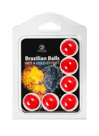 Набор из 6 шариков с массажным маслом Brazilian Balls с охлаждающим и разогревающим эффектом - Secret Play - купить с доставкой в Абакане