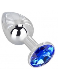 Анальное украшение BUTT PLUG  Small с синим кристаллом - 7 см. - Anal Jewelry Plug - купить с доставкой в Абакане