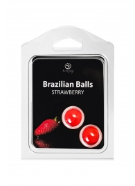 Набор из 2 шариков с массажным маслом Brazilian Balls с ароматом клубники - Secret Play - купить с доставкой в Абакане