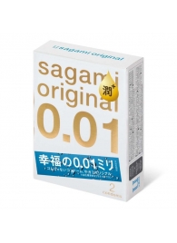 Увлажнённые презервативы Sagami Original 0.01 Extra Lub - 2 шт. - Sagami - купить с доставкой в Абакане