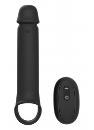 Черная насадка-удлинитель с вибрацией Vibrating Extender With Remote - Dream Toys - в Абакане купить с доставкой