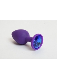 Фиолетовая силиконовая пробка с синим стразом - 7,1 см. - 4sexdreaM - купить с доставкой в Абакане