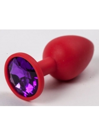 Красная силиконовая пробка с фиолетовым кристаллом - 7,1 см. - 4sexdreaM - купить с доставкой в Абакане