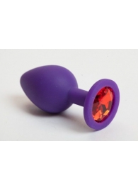 Фиолетовая силиконовая пробка с алым стразом - 8,2 см. - 4sexdreaM - купить с доставкой в Абакане