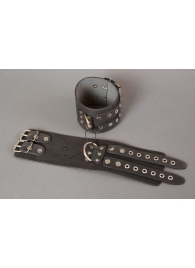 Широкие черные кожаные наручники без подкладки - Подиум - купить с доставкой в Абакане