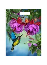 Пакет с принтом в виде колибри в цветах с вырубной ручкой (31х40 см) - Сима-Ленд - купить с доставкой в Абакане