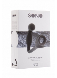 Чёрная анальная пробка с эрекционным кольцом SONO №2 - 11,4 см. - Shots Media BV - в Абакане купить с доставкой