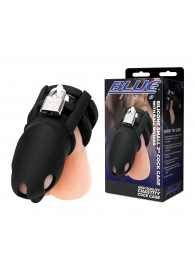 Черная клетка для пениса Silicone Small 2 in Cock Cage With Ball Divider - BlueLine - купить с доставкой в Абакане