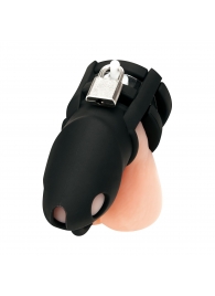 Черная клетка для пениса Silicone Small 2 in Cock Cage With Ball Divider - BlueLine - купить с доставкой в Абакане