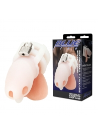 Белая клетка для пениса Silicone Small 2 in Cock Cage With Ball Divider - BlueLine - купить с доставкой в Абакане