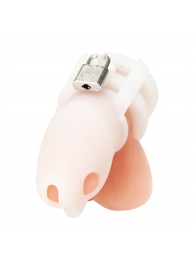 Белая клетка для пениса Silicone Small 2 in Cock Cage With Ball Divider - BlueLine - купить с доставкой в Абакане