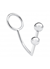 Кольцо на пенис с анальным стимулятором Two Bead Stainless Steel Anal Hook   Cock Ring - BlueLine - в Абакане купить с доставкой