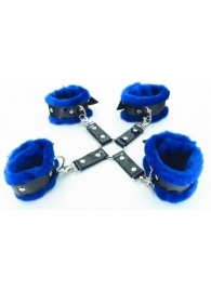 Набор фиксаторов с синим мехом BDSM Light - БДСМ Арсенал - купить с доставкой в Абакане