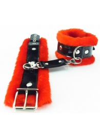 Красные наручники с мехом BDSM Light - БДСМ Арсенал - купить с доставкой в Абакане