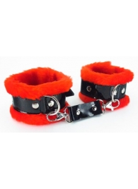 Красные наручники с мехом BDSM Light - БДСМ Арсенал - купить с доставкой в Абакане