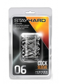Прозрачная насадка с объёмными чёрточками STAY HARD COCK SLEEVE 06 CLEAR - Blush Novelties - в Абакане купить с доставкой