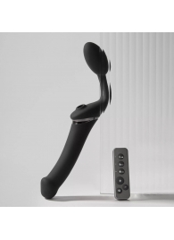 Черный безремневой вибрострапон Strap-On-Me Multi Orgasm Size XL - Strap-on-me - купить с доставкой в Абакане