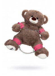 Бондажный набор: бурый мишка с розовыми оковами и наручниками - Pecado - купить с доставкой в Абакане