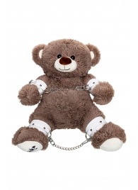 Бондажный набор: бурый мишка с белыми оковами и наручниками - Pecado - купить с доставкой в Абакане