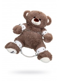 Бондажный набор: бурый мишка с белыми оковами и наручниками - Pecado - купить с доставкой в Абакане