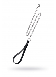 Поводок с ручкой из черной натуральной кожи и карабином для ошейника - Pecado - купить с доставкой в Абакане