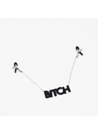 Зажимы на соски с кожаной подвеской Bitch - Crazy Handmade - купить с доставкой в Абакане