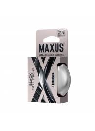 Черные утолщенные презервативы MAXUS Extra Strong с железным кейсом - 3 шт. - Maxus - купить с доставкой в Абакане