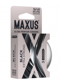 Черные утолщенные презервативы MAXUS Extra Strong с железным кейсом - 3 шт. - Maxus - купить с доставкой в Абакане