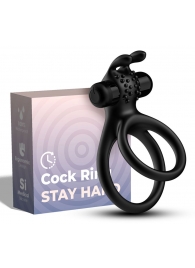 Черное эрекционное виброкольцо с подхватом мошонки Stay Hard - Boys of Toys - в Абакане купить с доставкой