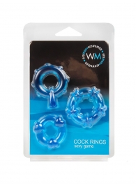 Набор из 3 синих эрекционных колец с различным рельефом - Erowoman-Eroman - в Абакане купить с доставкой