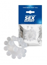 Эластичное эрекционное кольцо с двумя рядами шариков - Sex Expert - в Абакане купить с доставкой