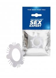Эластичное эрекционное кольцо с шипиками и шариками - Sex Expert - в Абакане купить с доставкой