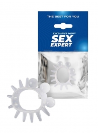 Эластичное эрекционное кольцо с шариками и лучами - Sex Expert - в Абакане купить с доставкой