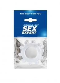 Прозрачное эрекционное кольцо со стимулирующими шариками - Sex Expert - в Абакане купить с доставкой