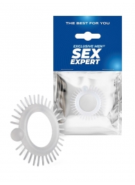 Эластичное эрекционное кольцо с шипиками и шариком - Sex Expert - в Абакане купить с доставкой