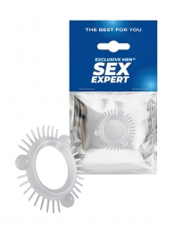 Эластичное эрекционное кольцо с 3 шариками и шипами - Sex Expert - в Абакане купить с доставкой