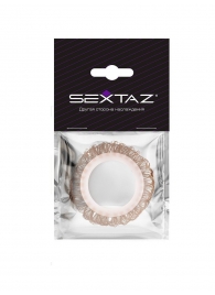 Эрекционное кольцо с бежевыми «ресничками» - Sextaz - в Абакане купить с доставкой