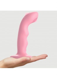 Розовая насадка-стимулятор Strap-On-Me Tapping Dildo Wave - Strap-on-me - купить с доставкой в Абакане