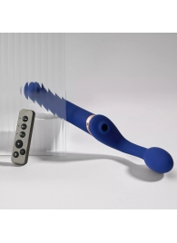 Синий безремневой страпон Multi Orgasm Bendable Strap-On size L с клиторальной стимуляцией - Strap-on-me - купить с доставкой в Абакане