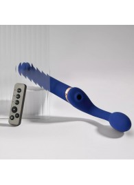 Синий безремневой страпон Multi Orgasm Bendable Strap-On size XL с клиторальной стимуляцией - Strap-on-me - купить с доставкой в Абакане