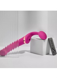 Ярко-розовый безремневой страпон Multi Orgasm Bendable Strap-On size L с клиторальной стимуляцией - Strap-on-me - купить с доставкой в Абакане