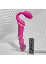 Ярко-розовый безремневой страпон Multi Orgasm Bendable Strap-On size XL с клиторальной стимуляцией - Strap-on-me - купить с доставкой в Абакане
