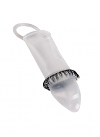 Закрытая насадка на пенис с подхватом мошонки и стимулирующими «ресничками» - Sextaz - в Абакане купить с доставкой