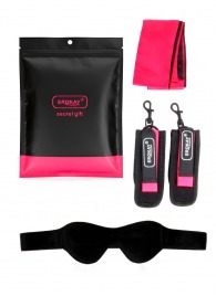 Черно-розовый эротический набор: маска, наручники и повязка - Erokay - купить с доставкой в Абакане